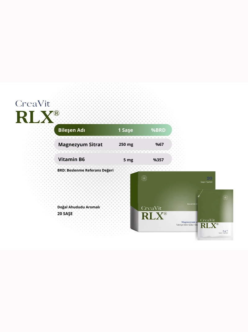 CreaVit RLX Magnesium Citrate & Vitamin B6 20 Saşe B6 Vitamini İle Güçlendirilmiş Magnezyum Sitrat (2 Kutu) - Görsel 3