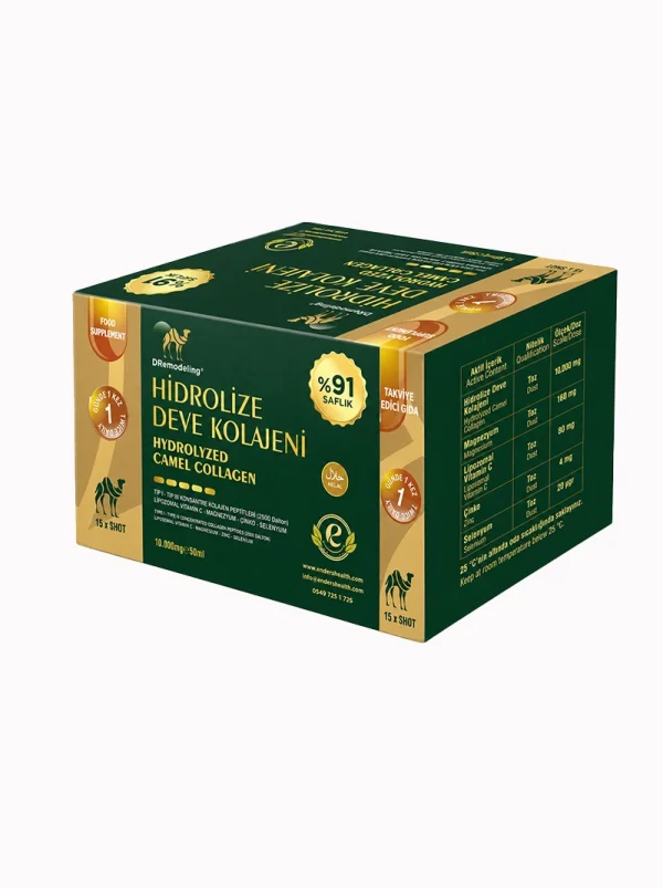 DRemodeling Hidrolize Deve Kolajeni 15 x 50 ml shot takviye edici gıda ürün kutusu